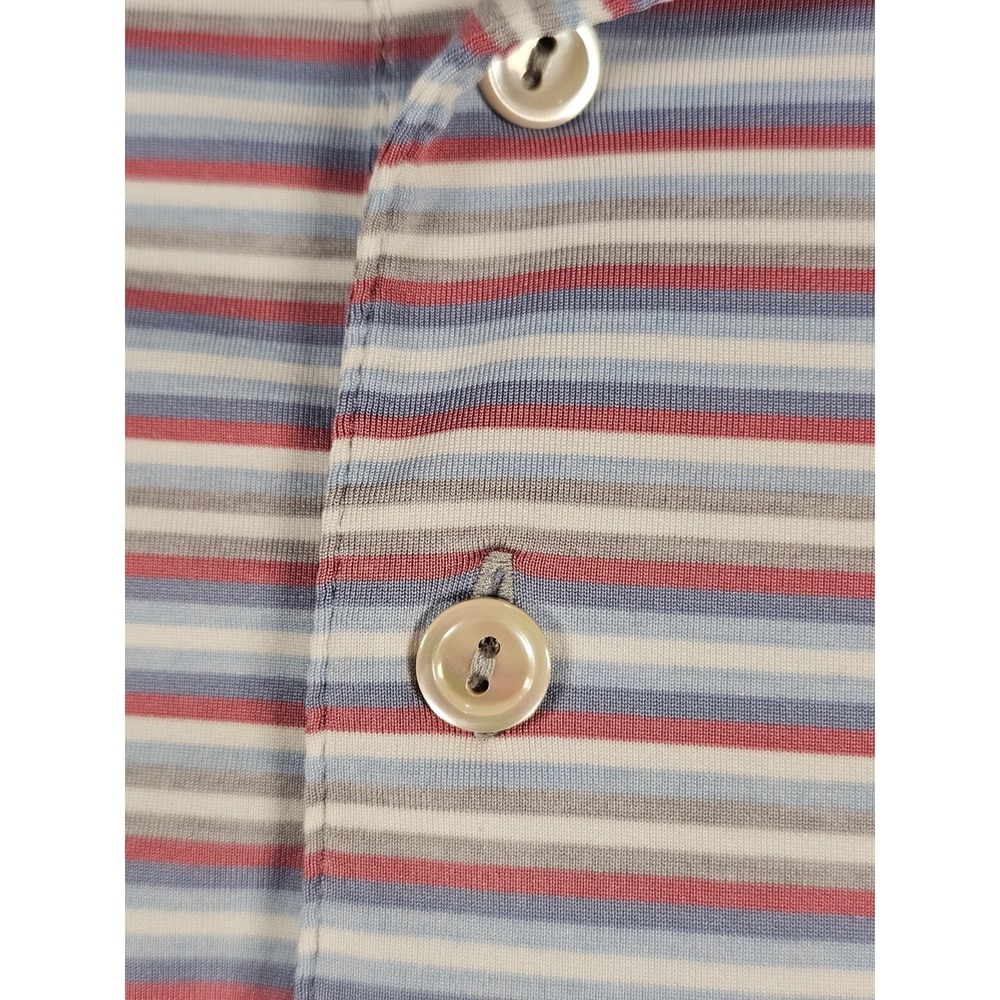 Peter‎ Millar Crown Sport Polo Mens XL Blue Red Stripe Performance Golf Shirt - Picture 4 of 10